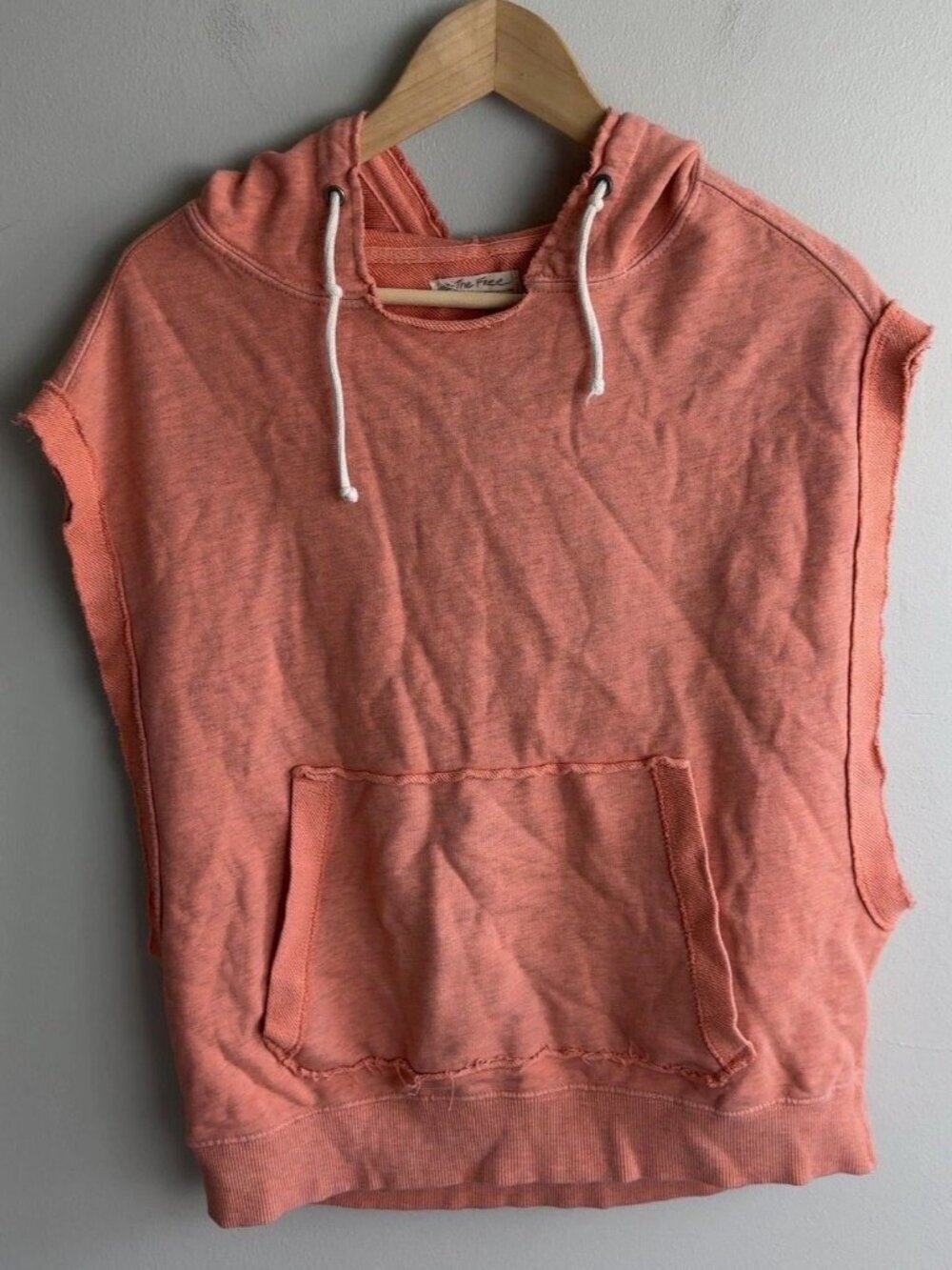 We The Free Free People Sleeveless Hoodie Coral Pink Cotton Size Small Women’s